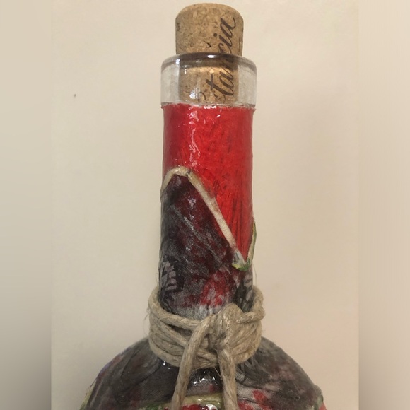 Handmade Glass Decorative Painted Red & Floral Patterned Patterned Vase - Picture 6 of 16